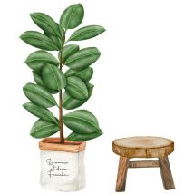 Autocollant mural grande plante verte elastica robusta