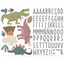 Autocollant Mural pour enfants avec prénom dinosaures