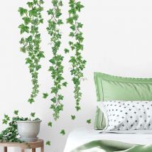 Autocollant mural vert suspendu vigne autocollant mural lierre feuille plante décoration murale chambre salon bureau