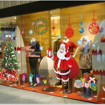 Autocollant NoëL FenêTres en Verre De Mur Sticker - Film Transparent Mur Amovible Santa Claus Autocollants (père Noël)
