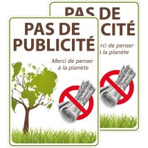2 Autocollants Pas de Publicité Merci de Penser à la Planète. Adhésifs Stop Pub Boîte aux lettres. Sticker prospectus