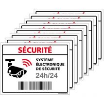 Signaletique.biz France - Autocollants Alarme Lot de 8 stickers Alarme Sécurité Protection Vidéosurveillance 8 x 6 cm résistants uv et pluie.