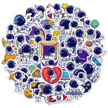 Lot de 200 autocollants astronautes mignons pour bouteilles d'eau, ordinateurs portables, téléphones, tablettes, skateboards et bagages, autocollants