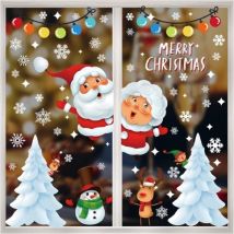 Cyslmuk - Autocollants de fenêtre de Noël Autocollants de Noël diy Autocollants décoratifs pour fenêtres et portes Bonhomme de neige Père Noël Elk