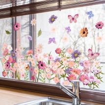 Autocollants de fenêtre plantes et fleurs - autocollants statiques - autocollants visuels en verre double face - autocollants de décoration pour la