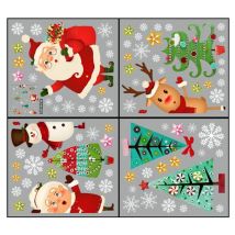 Feiyue - Autocollants de Noël pour fenêtre, autocollants muraux imprimés de Noël, autocollants statiques double face pour vitres, décorations de Noël