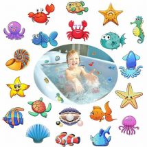 Hyy Ar - Autocollants de sécurité pour baignoire avec 20 motifs d'organismes marins, autocollants antidérapants de 10 cm pour la sécurité de la