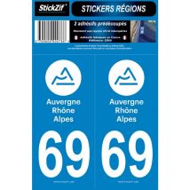 Stickzif - 2 autocollants Region Departement 69