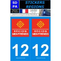 Stickzif - 2 autocollants Region Departement 12