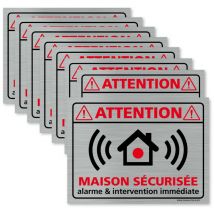 Autocollants Maison Sécurisée & Intervention Immédiate, Lot de 8 autocollants dissuasifs. Adhésifs pour sécuriser sa maison - Adhésif aspect