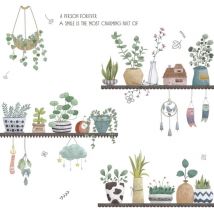 Feiyue - Autocollants muraux à motifs de plantes vertes en pot - Autocollants muraux pour chambre à coucher - Autocollants muraux à décoller et à