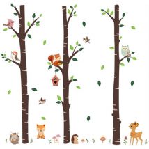Feiyue - Autocollants muraux animaux de la forêt, grands arbres, branches, autocollants pour fenêtres en verre, décoration de salon, chambre à