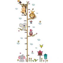 Autocollants muraux de mesure de la hauteur des animaux du zoo de dessin animé, décoration de la maison, tableau, règle, décoration pour chambres