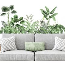 Feiyue - Autocollants muraux en feuilles de palmier pour salon, décoration murale en autocollants végétaux, autocollants muraux à décoller et à coller