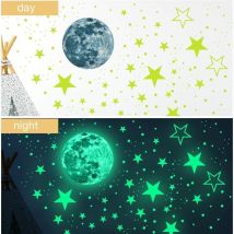 Autocollants muraux phosphorescents lune et étoiles, 437 pièces adhésives pour décoration de chambre, autocollants d'art de plafond pour ciel étoilé
