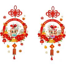 Feiyue - Autocollants pour fenêtre du Nouvel An chinois 2024, décorations pour fête du printemps, en pvc, motif dragon, pour magasin, restaurant, fête