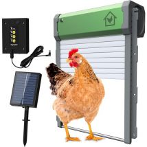 Porte Automatique Poulailler Solaire, Etanche avec Capteur De LumièRe, Minuterie du Soir Et du Matin, Aluminium, pour Un Elevage De Poulets SéCurisé
