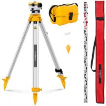 Automatic Level Dumpy Level Surveyor's Level + Tripod Level Staff 24x/36mm