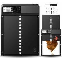 Automatische Hühnerstalltür mit wasserdichtem, programmierbarem LCD-Display, automatische Hühnerstalltür aus Aluminiumlegierung, batteriebetrieben,