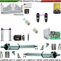 Automatismo Cancello 7 Metri 2 Ante da 3,5 Metri Kit 2 Motori Elettromeccanici 220 v Stelo Retrattile Sblocco a Chiave Spinta 250 Kg Centrale Con