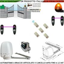 Automatismo cancello kit motore a braccio articolato 220/24 v anta battente da 0,5 a 2,5 mt centrale 5 radiocomandi faro 2 fotocellule