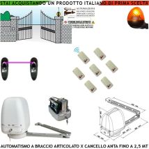 Automazione cancello kit motore a braccio articolato 220/24 v anta battente da 0,5 a 2,5 mt centrale 7 radiocomandi faro fotocellule