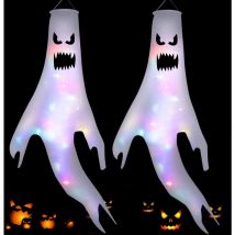 Autre décoration pour Noël Halloween Decoration Exterieur, 120CM Fantme Deco Halloween Interieur Effrayante avec lumière led, Squelette Décoration