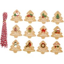 Umnuou - Autre décoration pour Noël, 1 lot d'étiquettes volantes de Noël avec corde pour cadeaux de fête, étiquettes de joyeux Noël, étiquettes