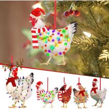 Soekavia - Autre décoration pour Noël, Ornement de poulet de noël amusant, 5 pièces, écharpe, décoration de vacances, ornements de poulet pour arbre
