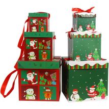 Autre décoration pour Noël,Boîtes cadeaux de Noël gigognes - 6 tailles assorties - Pliables - Avec ruban - Pour fête de Noël