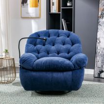 Autres fauteuils Fauteuil de Massagede Relaxation Pivotante à 360° ajustable et inclinable. chauffage 90 à 130°C et 5 modes et 4 parts en Tissu Bleu