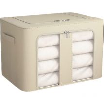 1 boîte de rangement pour vêtements beige, 24 l, boîte de rangement pliable avec cadre en métal, ensemble de conteneurs pour vêtements Oxford avec