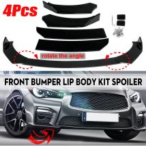 Autsome 4 pièces Kits de carrosserie de becquet de pare-chocs de menton de lèvre avant noire pour voiture universelle lbtn