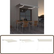 Auvent automatique avec capteur de vent et led 300x250 cm Crème - Auvent Retractable - Pergola Bioclimatique - Abri Solaire - Parasol Électrique