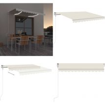 Auvent automatique avec capteur de vent et led 300x250 cm Crème - Auvent Retractable - Pergola Bioclimatique - Abri Solaire - Parasol Électrique