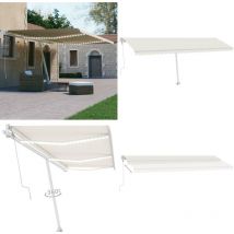Auvent automatique avec capteur de vent et led 600x300 cm Crème - Auvent Retractable - Abri Solaire - Pergola Bioclimatique - Parasol Extensible