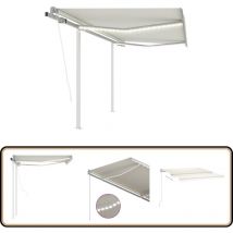 Auvent automatique capteur de vent et led 3x2,5 m Crème - Auvent Retractable - Abri Solaire - Pergola Extérieure - Parasol Extensible - Tonnelle