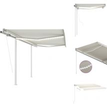 Auvent automatique capteur de vent et led 3x2,5 m Crème - Auvent Retractable - Abri Solaire - Pergola Extérieure - Parasol Extensible - Tonnelle
