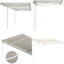 Auvent automatique capteur de vent et led 3x2,5 m Crème - Auvent Retractable - Abri Solaire - Pergola Extérieure - Parasol Extensible - Tonnelle