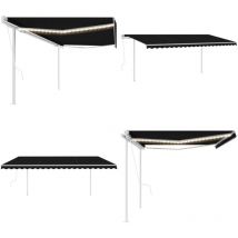 Auvent automatique capteur de vent et led 5x3 m Anthracite - Auvent Retractable - Pergola Bioclimatique - Abri Solaire - Parasol Extensible