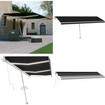 Auvent automatique capteur de vent et led 600x300 cm Anthracite - Auvent Retractable - Pergola Bioclimatique - Abri Solaire - Parasol Extensible