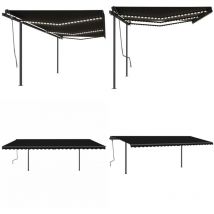 Auvent automatique capteur de vent/LED 6x3 m Anthracite - Auvent Retractable - Pergola Bioclimatique - Abri Solaire - Parasol Électrique - Protection