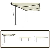 Auvent automatique capteur de vent/LED 6x3 m Crème - Auvent Retractable - Pergola Bioclimatique - Abri Solaire - Parasol Électrique - Protection Uv