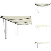 Auvent automatique capteur de vent/LED 6x3 m Crème - Auvent Retractable - Pergola Bioclimatique - Abri Solaire - Parasol Électrique - Protection Uv