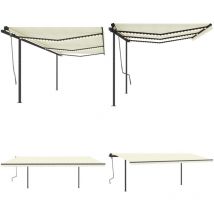 Auvent automatique capteur de vent/LED 6x3 m Crème - Auvent Retractable - Pergola Bioclimatique - Abri Solaire - Parasol Électrique - Protection Uv