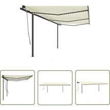 Maison Chic - The Living Store Auvent automatique capteur de vent/LED 6x3 m Crème - Auvent Retractable - Pergola Bioclimatique - Abri Solaire