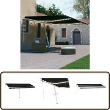 Auvent automatique et capteur de vent/LED 500x300 cm Anthracite - Auvent Retractable - Abri Solaire - Pergola Bioclimatique - Parasol Extensible