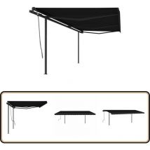 Auvent automatique rétractable avec poteaux 6x3 m Anthracite - Auvent Retractable - Abri Solaire - Pergola Extensible - Parasol Électrique