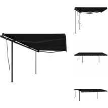Auvent automatique rétractable avec poteaux 6x3 m Anthracite - Auvent Retractable - Abri Solaire - Pergola Extensible - Parasol Électrique