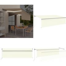 Auvent automatique store capteur de vent et led 5x3 m Crème - Auvent Retractable - Stores Exterieurs - Parasol - Abri Solaire - Tente De Jardin